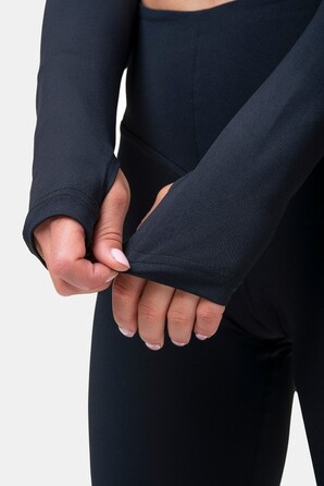 ТОП LONG SLEEVE THUMBHOLE SPORTY CROP TOP BLACK 585