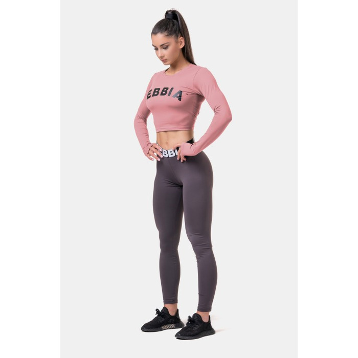 Топ Long Sleeve Thumbhole Sporty Crop Top Old Rose 585 Roze
