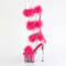 Босоніжки Pleaser Adore-728F *7 дюймів на підборах, 2 3/4 дюйма з хутра марабу PF, застібка-блискавка ззаду, прозорі/рожеві