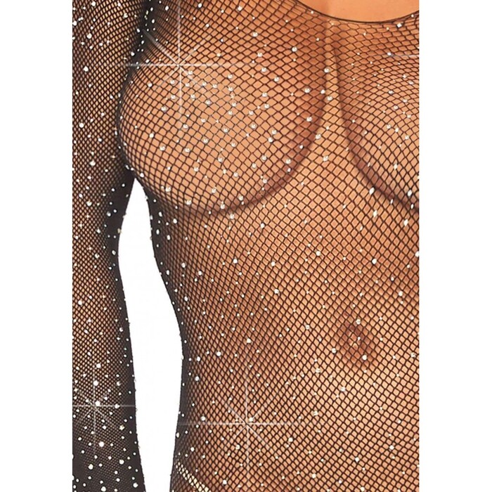 Боді з рукавами в сіточку зі стразами Leg Avenue Fishnet sleeved bodystocking O/S