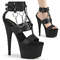 Шльопанці Pleaser Adore-761 на підборах 7 дюймів, босоніжки з Т-подібним ремінцем 2 3/4 дюйма, чорні, з веганської шкіри/чорні