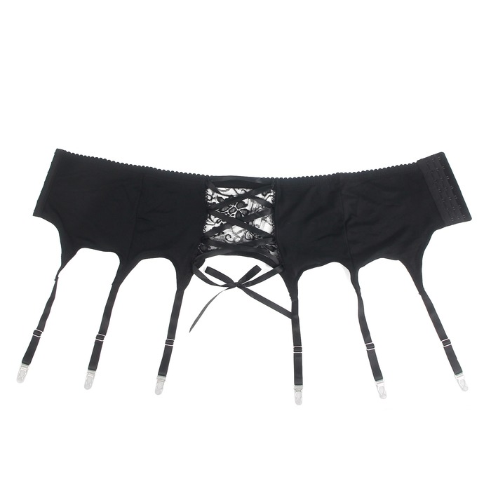 Мужской пояс кружевной с подвязками Star Night черный, L