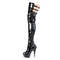 Сапоги Pleaser Delight-3055, каблук 6 дюймов, высота ботинок 3,5 см, с пряжками, боковая молния, чёрные