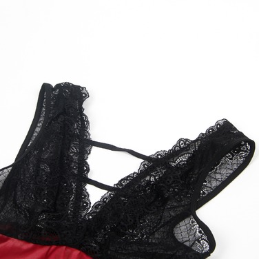 Платье с кружевом Star Night с ошейником и наручниками, бордово-черное, XS-S