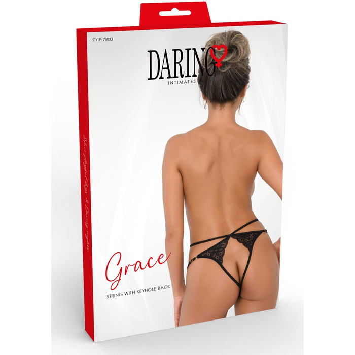 Трусики кружевные с интимным вырезом S/M Grace Daring Intimates, черные