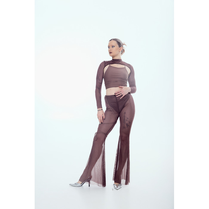 SILHOUETTE PANTS Mocha brown mesh_ коричневий мокко сітка