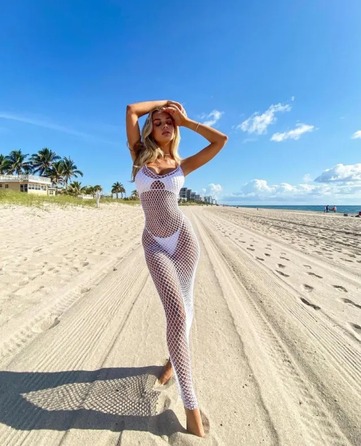 Сукня довга у велику сітку Leg Avenue, біла, O/S