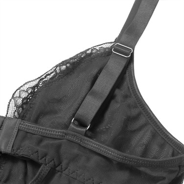 Платье-пеньюар макси с разрезами Star Night с трусиками, с кружевом, черное, L