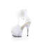 Босоніжки Pleaser Delight-624F *6 дюймів на підборах, 1 3/4 дюйма з хутра марабу з манжетою на щиколотці, блискавка ззаду, прозорі/білі