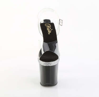 Сандалии Flamingo-808MLS, каблук 8 дюймов, ремешок на щиколотке 4 дюйма, с логотипом RS Lines, прозрачные/черные.