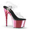 Босоніжки Pleaser Adore-708 на підборах 7 дюймів, босоніжки з ремінцем на щиколотці 2 3/4 дюйма, прозорі/рожеві