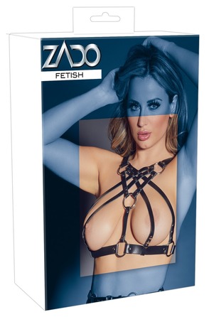 Портупея з декоративними заклепками шкіряна ZADO Fetish Leren Harnas, чорна, S-L