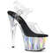 Босоніжки Pleaser Adore-708HGI на підборах 7 дюймів, босоніжки з ремінцем на щиколотці 2 3/4 дюйма з голограмними вставками, прозора/срібна голограма