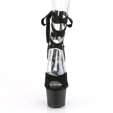 Босоніжки Sky-334 на підборах 7 дюймів, 2 3/4 дюйма з перехресним покриттям на щиколотці, чорні замшеві/чорні