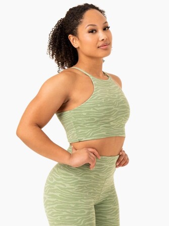 Топ Transform Reversible Sports Crop - Jade Green Zebra