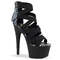 Босоножки Pleaser Adore-748SP, каблук 7 дюймов, высота 2 3/4 дюйма, закрытый задник, перекрещивающиеся носки, молния сзади, чёрные