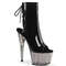 Чоботи Pleaser Adore-1018T на підборах 7 дюймів, тоновані черевики до щиколотки з відкритим носком 2 3/4 дюйма, застібка-блискавка збоку, чорні/сірі
