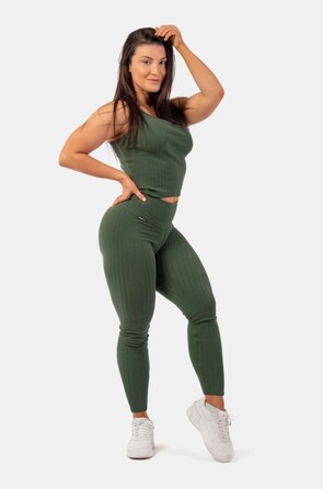 Легінси Organic Cotton Ribbed High-Waist Leggings 405 Dark Green
