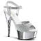 Босоножки Pleaser Delight-609G, каблук 6 дюймов, серебристые, с ремешком на щиколотке, хромированные, 1 3/4 дюйма