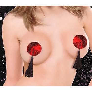 Пестисы с пайетками и кисточками Sunspice, красные с черным