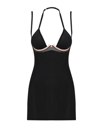 Комплект Пеньюар и Стринги Obsessive Selinne chemise & thong XS/S (черный)