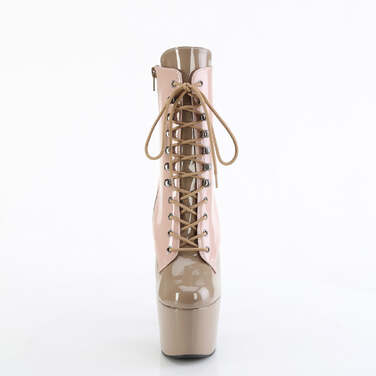 Ботинки Adore-1020DC *Каблук 7 дюймов, высота 2 3/4 дюйма, двухцветные ботильоны со шнуровкой, молния сбоку, бежевый/бежевый