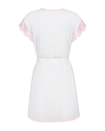 Пеньюар белый с розовым кружевом Obsessive Girlly, S/M