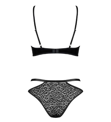 Комплект белья Obsessive Bagirela, винил с леопардовыми мотивами, S/M