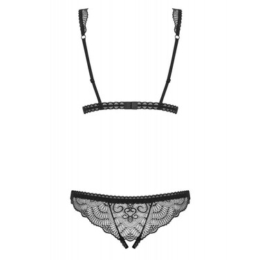 Кружевное боди с открытым доступом Obsessive Firella teddy black S/M