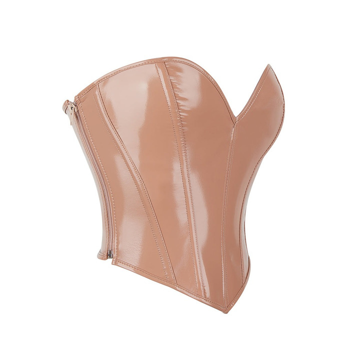 Корсет Star Night из лакированной кожи, на шнуровке, бежевый, M (без коробки)