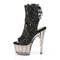 Чоботи Pleaser Adore-1018GT *7 дюймів на підборах, тоновані черевики до щиколотки з відкритим носком 2 3/4 дюйма, з блискавкою збоку, чорні/сірі