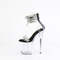 Босоніжки Pleaser Flamingo-827RS *8-дюймовий каблук, 4-дюймовий манжет на щиколотці з застібкою-блискавкою ззаду, чорні/прозорі