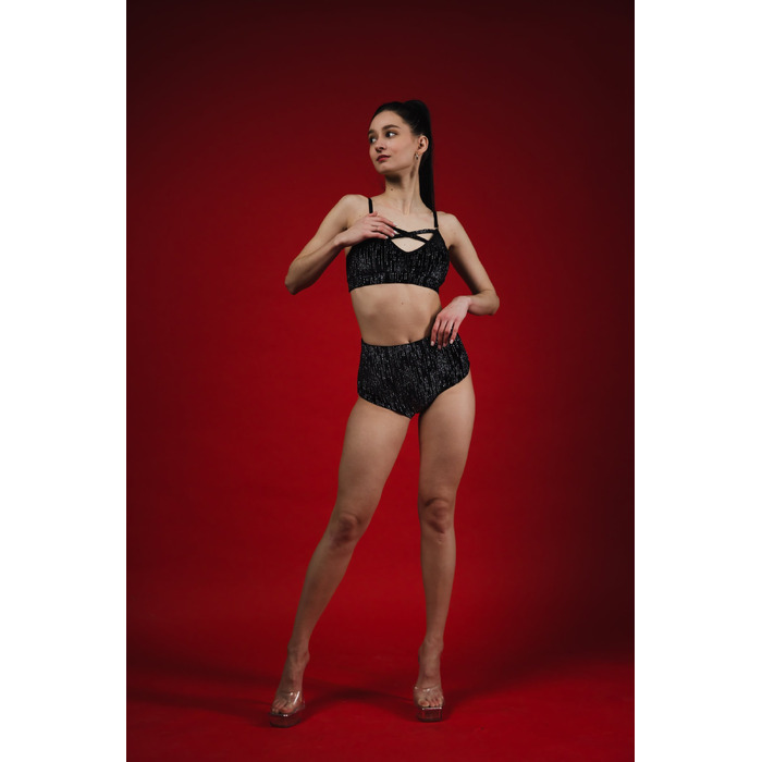 Classic Sparkle – Оксамитові шорти з блиском для pole dance, heels та сценічних виступів - чорний у лінії