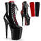 Ботинки Pleaser Flamingo-1020FH, каблук 8 дюймов, высота PF 4 дюйма, двухцветные, со шнуровкой, молния сбоку, черно-красные