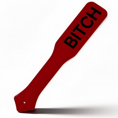 Паддл DS Fetish із чорним написом Bitch, червоний