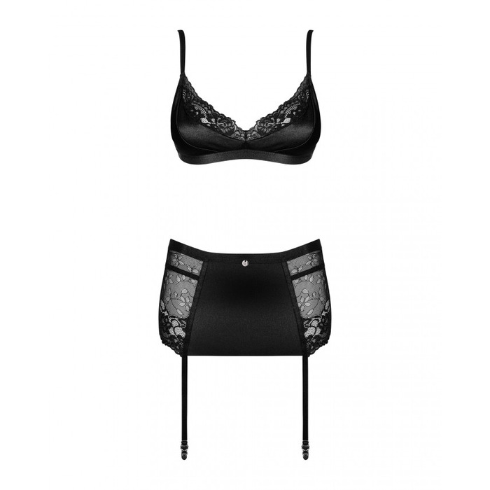 Комплект з широким поясом для панчох Obsessive Blanita garter belt S/M Чорний