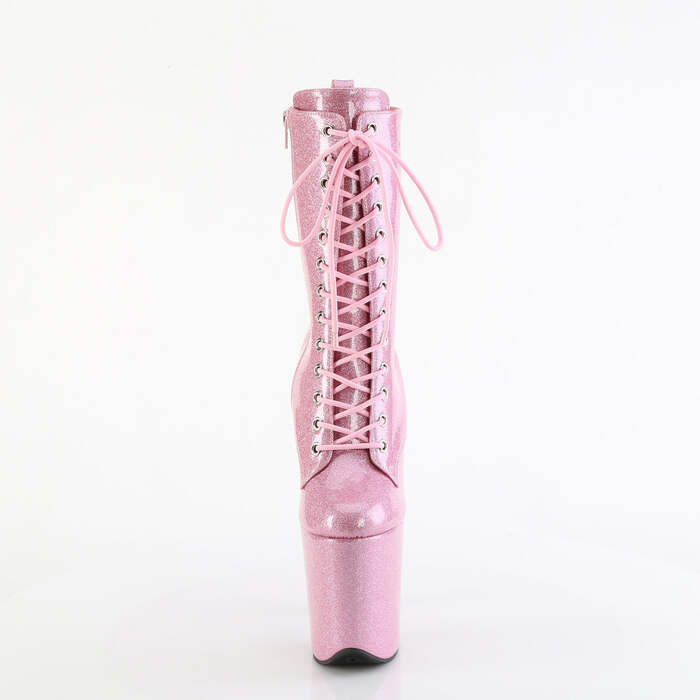 Ботинки Flamingo-1040GP, каблук 8 дюймов, 4-дюймовые PF-ботинки со шнуровкой спереди, молния сбоку, нежно-розовый