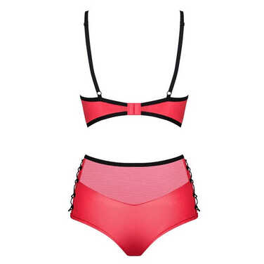 Комплект красный Obsessive Leatheria с контрастным черным кантом, S/M