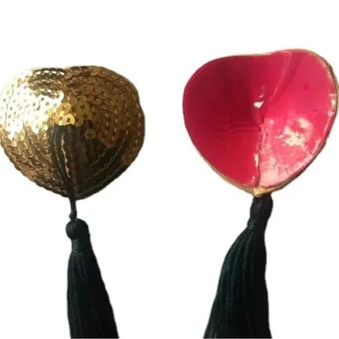 Наклейки на соски Sunspice в виде сердец с кисточками, золотистые