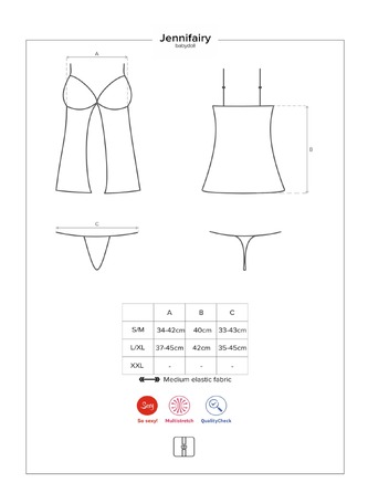 Бебидолл с цветочным узором, стринги в комплекте Obsessive Jennifairy черный, S/M