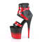 Босоножки Pleaser Flamingo-800-15, каблук 8 дюймов, двухцветные ботильоны с ремешком PF 4 дюйма, молния сзади, чёрная искусственная кожа/красный