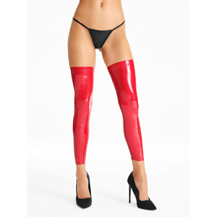 Сексуальные чулки из лакированной ткани S544 S/M, красные