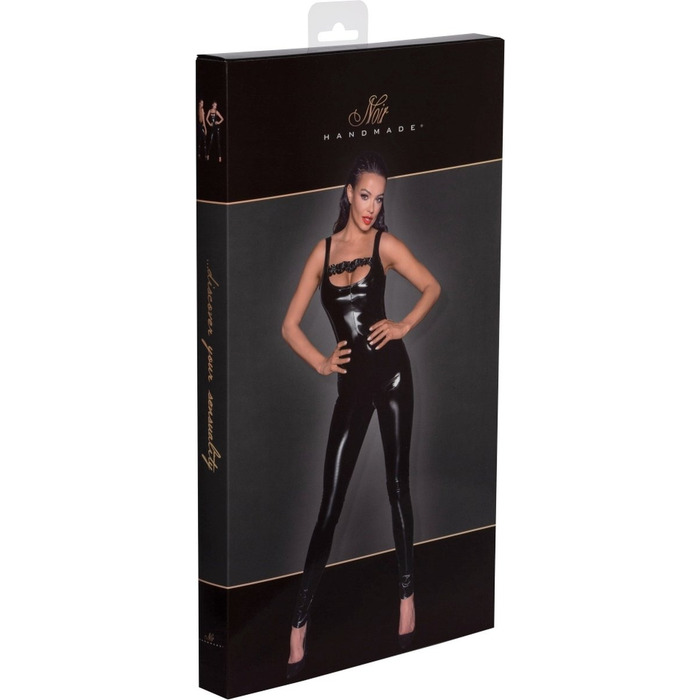 Комбинезон с открытой спиной виниловый Noir Handmade F249 черный, S
