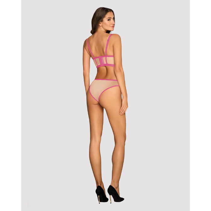 Комплект Obsessive топ та трусики, тілесно-рожевий, L/XL