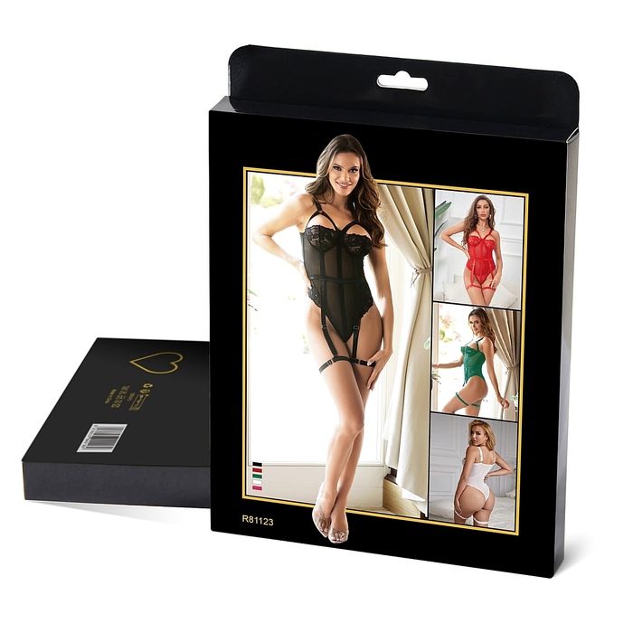 Боди кружевное Star Night с доступом и подтяжками, розовое, XS-S