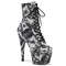 Чоботи Pleaser Adore-1020DP *7-дюймовий каблук, 2 3/4-дюймові черевики на шнурівці зпереду, блискавка збоку, білі/чорні