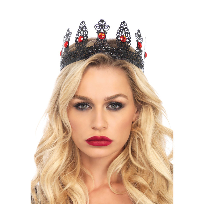 Декоративная королевская корона Leg Avenue черная с красными камнями