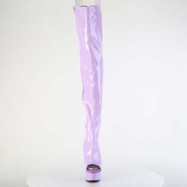 Сапоги Delight-3017, каблук 6 дюймов, ботфорты с открытым носком и пяткой 1 3/4 дюйма, молния сбоку, эластичная лакированная кожа лавандового цвета