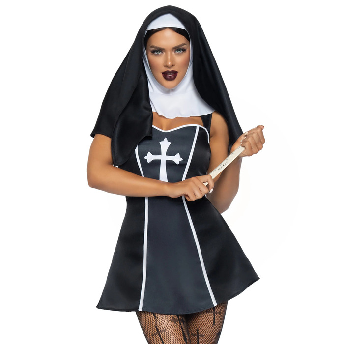 Костюм черниці Leg Avenue, XS, Naughty Nun 2 предмети, чорний