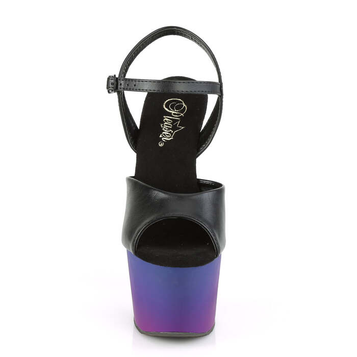 Босоножки Adore-709BP *Каблук 7 дюймов, босоножкии с ремешком на щиколотке шириной 2 3/4 дюйма, черная искусственная кожа/синий